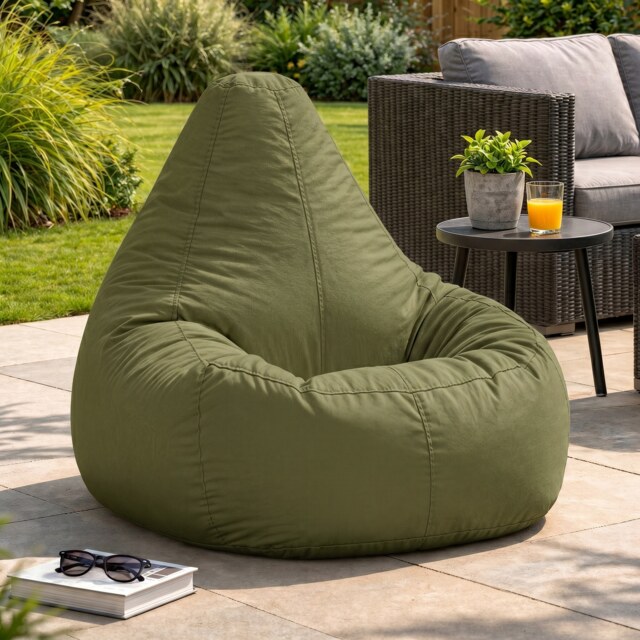 Recliner Indoor Outdoor Bean Bag Khaki Bean Bag Chair