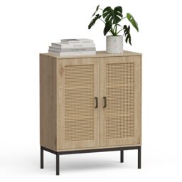 Vonhaus Lena Rattan Effect Sideboard with 3 Storage Shelves