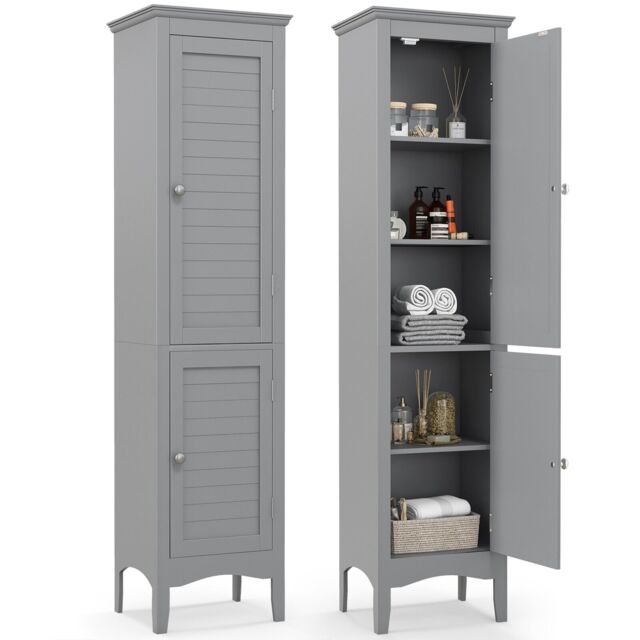 COSTWAY 5-Tier Bathroom Tall Cabinet Storage Organizer Cupboard Grey