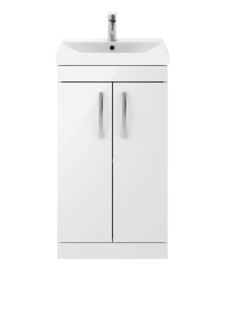 Balterley Millwich Contemporary 2 Door Floor Standing Vanity Unit with Thin Edge Basin, Gloss White, 500mm