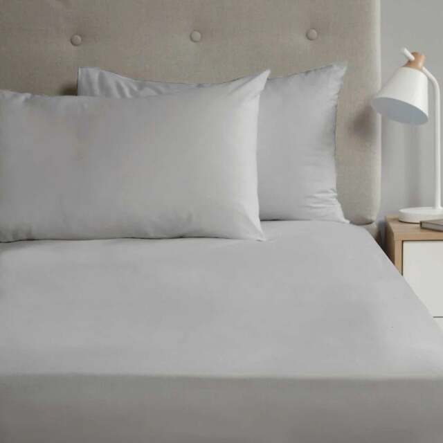 Percale Housewife Pillowcase Pair Silver Grey Standard 2