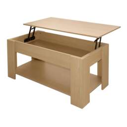 Oak High Gloss Lift Top Storage Coffee Table Brown Oak