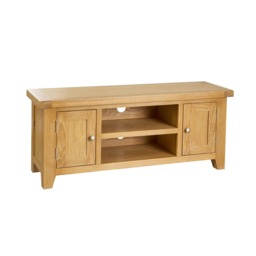 2 Doors 2 Shelves TV Stand Media Entertainment Storage Cabinet Wooden Brown Oak