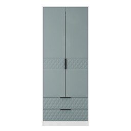 Islay Tall 2 Drawer Double Wardrobe in Duck & White Matt (Ready Assembled) Blue Duck & White Matt