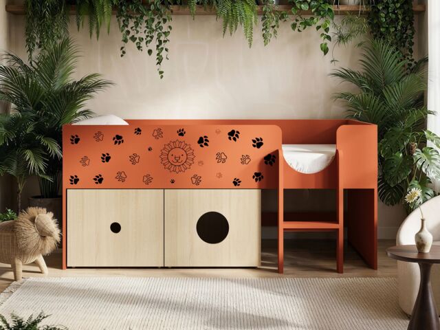 Flair Zaiden Mid Sleeper with Toy Box Orange