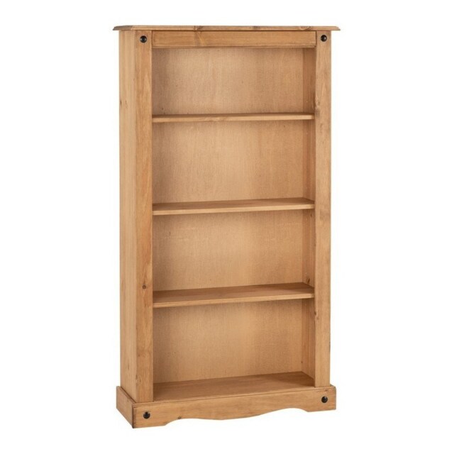 Corona Medium Bookcase - L29 x W83.5 x H150 cm - Distressed Waxed Pine Brown