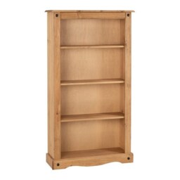 Corona Medium Bookcase - L29 x W83.5 x H150 cm - Distressed Waxed Pine Brown