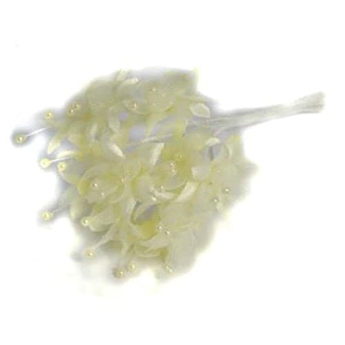 Pale Yellow Pearled Baby's Breath Fabric Flowers - 6 Bunches of 12