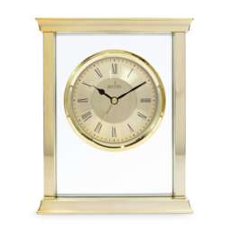 Acctim Halton Mantel Clock Quartz Polished Metal & Glass Floating Effect Energy Efficient Gold
