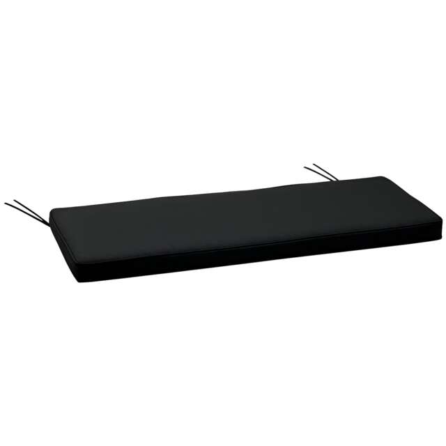 Outsunny 2-Seater Bench Cushion Polyester Cover Seat Pad Replacement Black Black Black 110 x 46 x 5 cm 1
