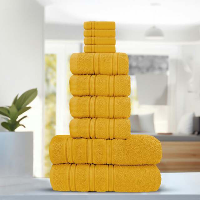Everyday 100% Cotton Towels - Super Absorant and Soft – Cotton Hand & Bath Towels - Yellow Yellow Hand towel