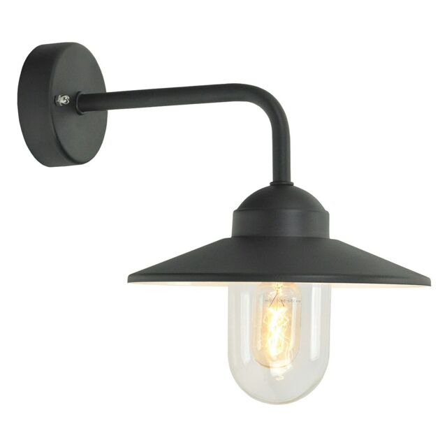 Vansbro Outdoor 1 Light Dome Wall Lantern Black , IP55, E27