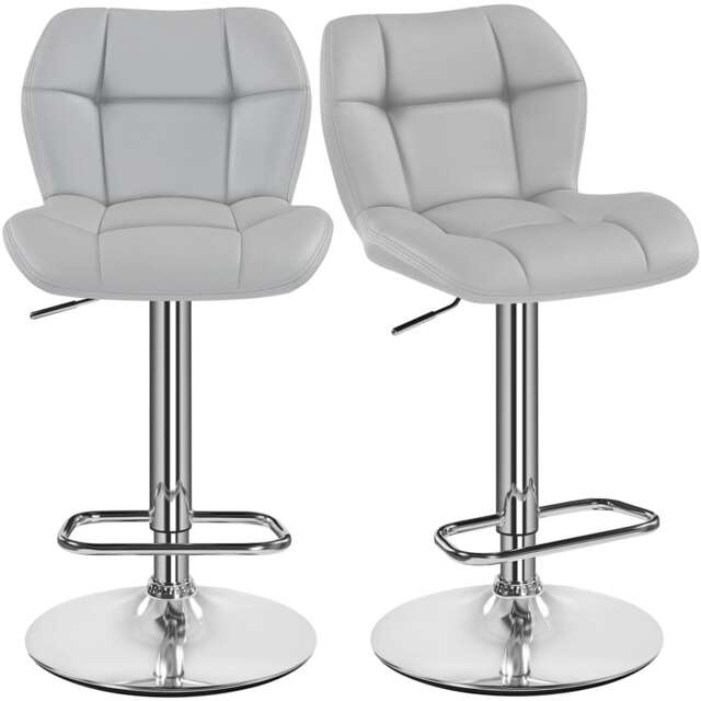 Yaheetech Set of 2 Modern Faux Leather Swivel Bar Chair