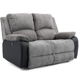 Postana 2 Seater Electric High Back Jumbo Cord Fabric Recliner Sofa (Grey)