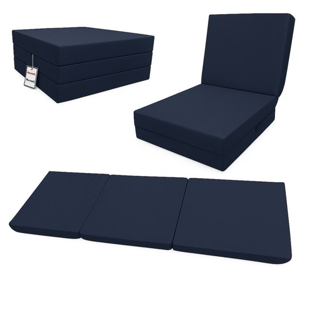 House Of Home Adult-Length Fold-Out Z Bed Chair for Kids & Teens Navy