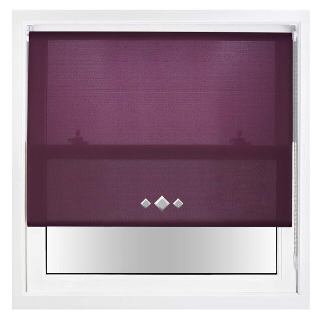 FURNISHED Daylight Trimmable Roller Blinds with Triple Diamond Eyelets and Metal Fittings Purple Aubergine (W) 90cm x (L) 165cm