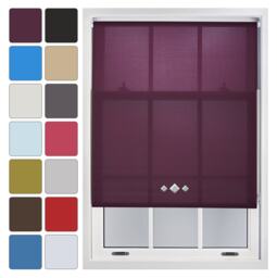 FURNISHED Daylight Roller Blinds with Triple Diamond Eyelet Cut to Size Sheer Fabric Purple Aubergine (W) 210cm x (L) 210cm