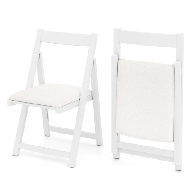 COSTWAY Foldable Dining Chair Set of 2 Accent Armless Kitchen Chair White
