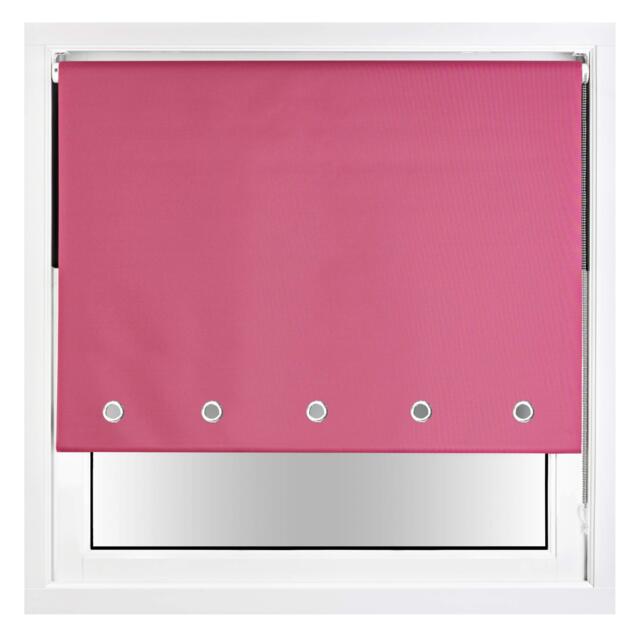 FURNISHED Blackout Roller Blind with Round Eyelets & Metal Fittings Pink Fuchsia (W) 165cm x (L) 210cm