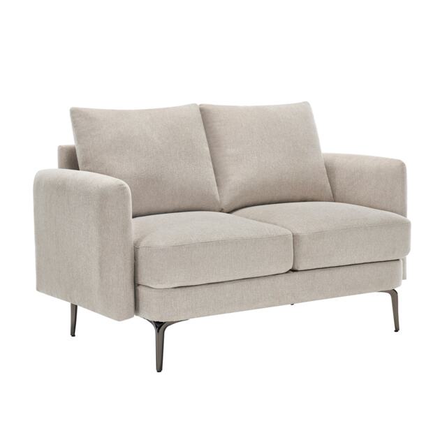 Sofia 2 Seater Fabric Scandi Style Sofa Cream Beige Two Seater
