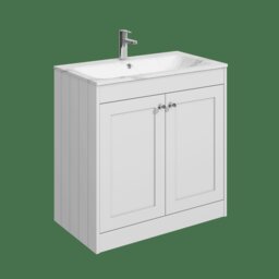 Balterley Floor Standing 2 Door Unit & Stone Basin 1 Tap Hole White 800 x 800 x 453mm