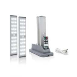 Auraglow Rechargeable Motion Sensor Cabinet LED Lights with Charging Station & Remote Control - 4 Pack