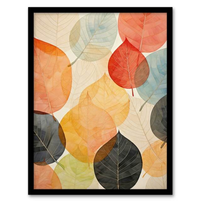 Bittersweet October Autumnal Leaves Home Decor Black Framed Wall Art Print A4