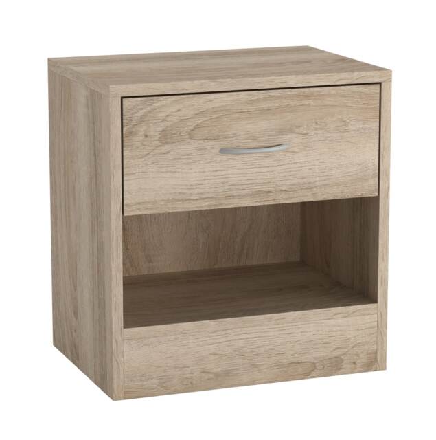1-Drawer Wooden Bedside Cabinet Brown Colour: Antique Oak 1