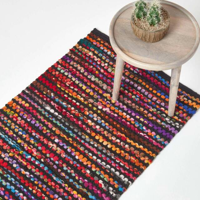 Homescapes Handwoven Multi Coloured Recycled Chindi Folk Hall Runner - 66 x 200 cm Multi Multi