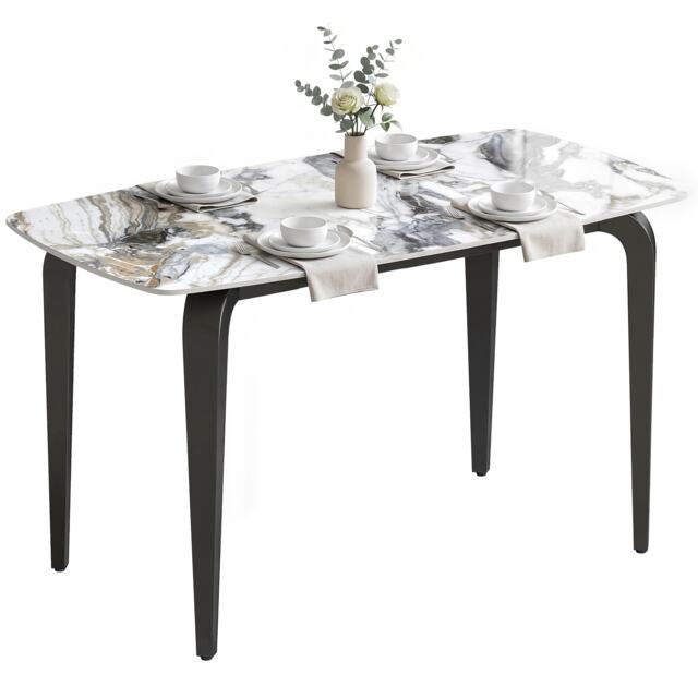 HOMCOM Dining Table for 4, Kitchen Table with Sintered Stone Tabletop