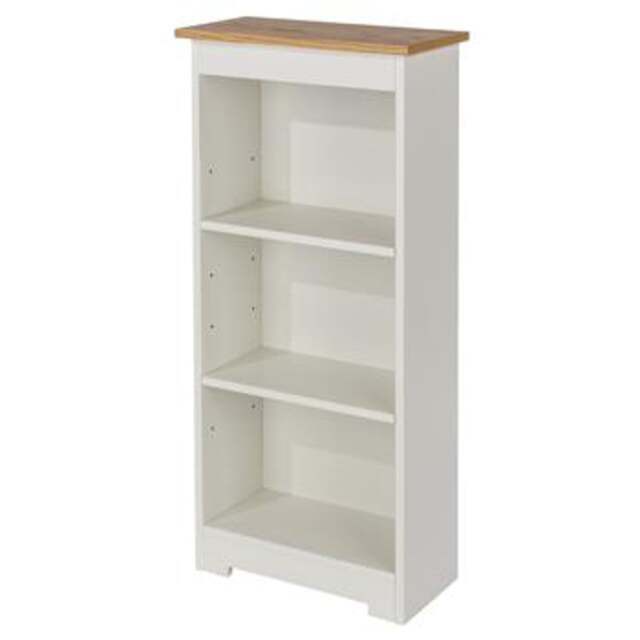 Colorado Low Narrow Bookcase - MDF/MDP - 44 x 21.5 x 100 cm - Soft White/Oak White
