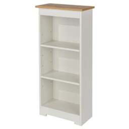 Colorado Low Narrow Bookcase - MDF/MDP - 44 x 21.5 x 100 cm - Soft White/Oak White