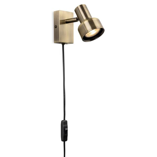 Firstlight Spotlight Plug-in Wall Light Switched Antique Brass 1xGU10