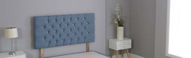"Denim Linen Studded Chesterfield Headboard Multi 3FT Single 20""inch Headboard"