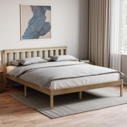 Vida Designs Milan 5ft King Size Bed Wood Frame, Low Foot End, Pine, 150 x 200cm