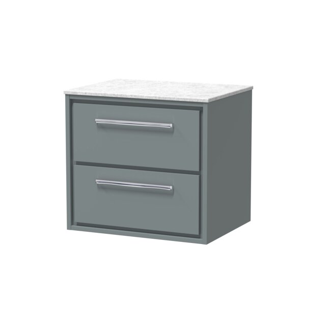 Balterley Rectangular Bathroom Framed Design Wall Hung 2 Drawer Vanity with Marble Worktop Grey Monument Grey 557 x 610 x 460mm