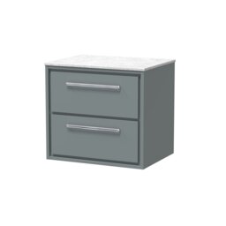 Balterley Rectangular Bathroom Framed Design Wall Hung 2 Drawer Vanity with Marble Worktop Grey Monument Grey 557 x 610 x 460mm