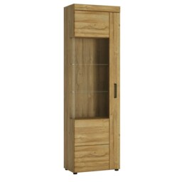 Cortina Tall Glazed Display Cabinet (LH) in Grandson Oak
