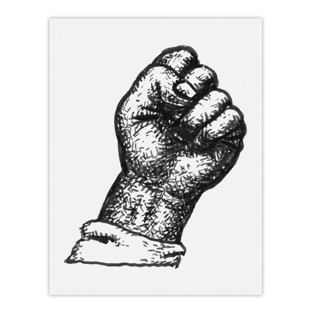 Clenched Fist Black and White Drawing Gestel Huge Wall Art Poster Print