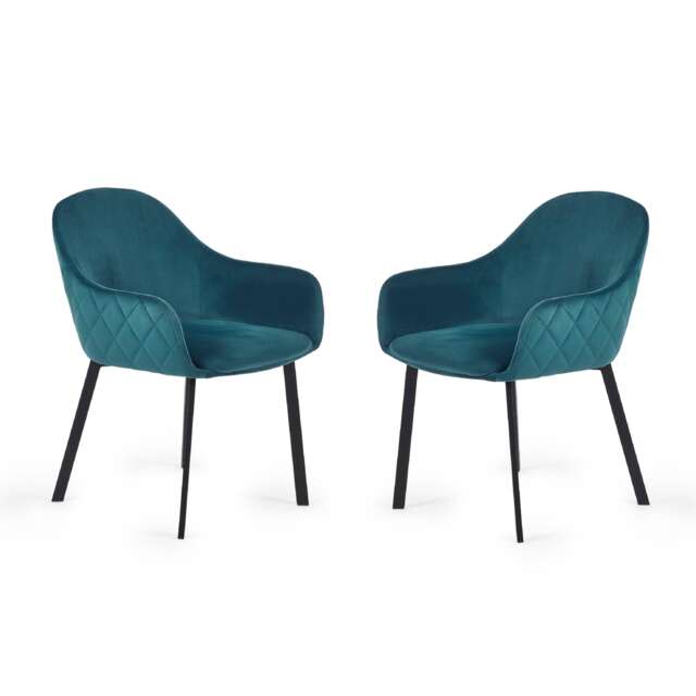 Valencia Premium Teal Velvet Dining Chairs - Set of 2