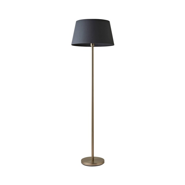 ValueLights Charlie Chrome Floor Lamp Grey Taper Shade