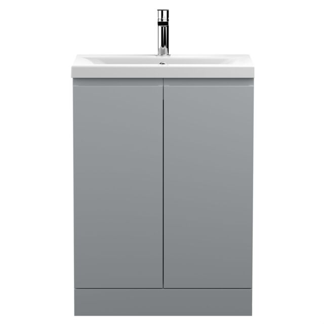 Balterley Mavesyn Contemporary 2 Door Floor Standing Vanity Unit with Mid-Edge Basin, Satin Grey, 600mm