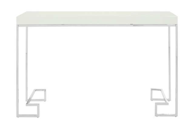 Chrome Console Table With White High Gloss Top,Hall Table With Stainless Steel Legs,Table For Everyday Use White