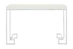 Chrome Console Table With White High Gloss Top,Hall Table With Stainless Steel Legs,Table For Everyday Use White