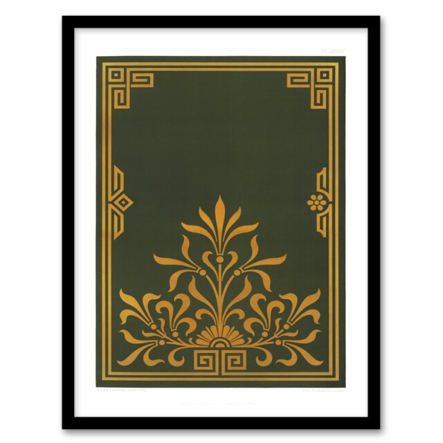 GA and MA Audsley Framed Wall Art Antique Art Deco Botanical Pattern Home Décor