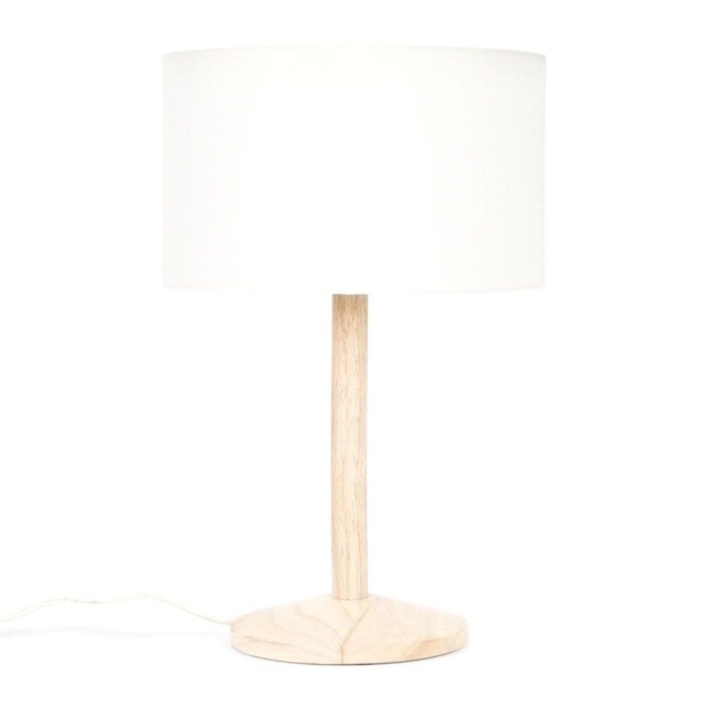 ValueLights Triston Light Wood Table Lamp White Shade and Bulb