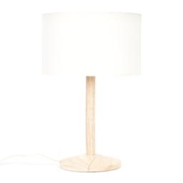 ValueLights Triston Light Wood Table Lamp White Shade and Bulb