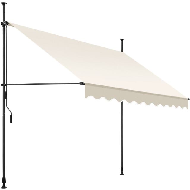Awning with hand crank - pressure fitted , height adjustable Cream beige 250 x 180 cm 1