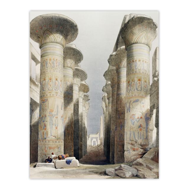 "Great Hall at Karnak Temple D. Roberts Vintage Huge Wall Art Poster Print 24X32"""