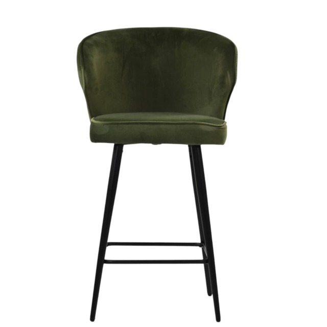 Lakeland Furniture Colby Olive Green Velvet Black Fixed Leg Base 1 Bar Stool